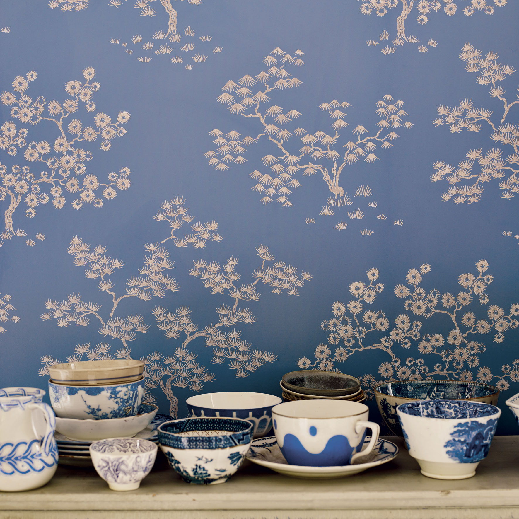 'Kyoto' wallpaper in Summer, £75 per roll, Fired Earth
