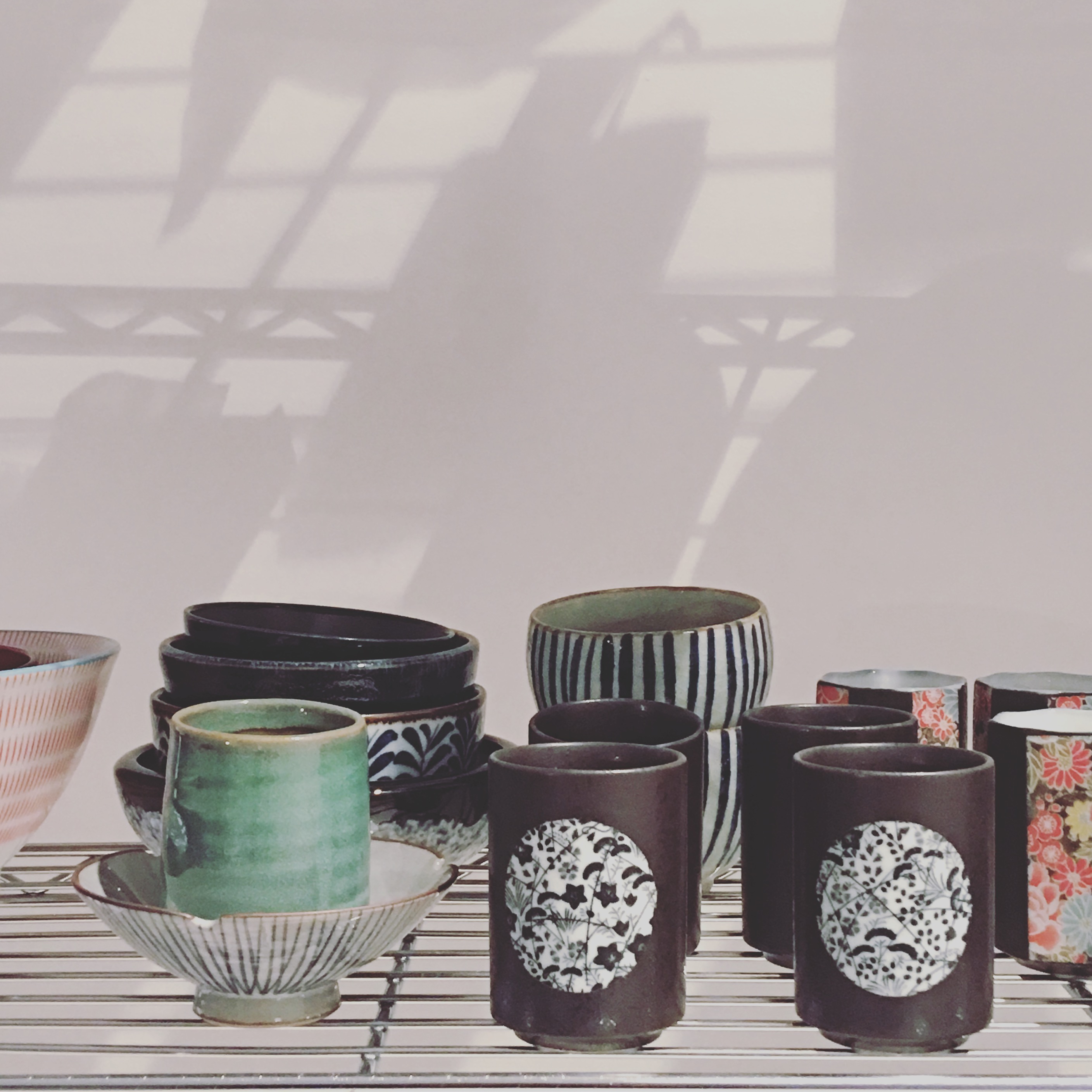 Japanese cups in the Moriama House, reconstucted inside The Barbican centre. Photo Michelle Ogundehin